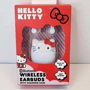 Hello Kitty Bluetooth Wireless Earbuds w/ Charging Case, Mic | White Red | NEW